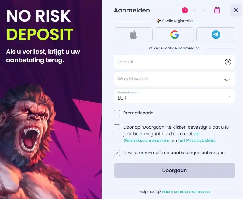 Registratie bij BoomsBet
